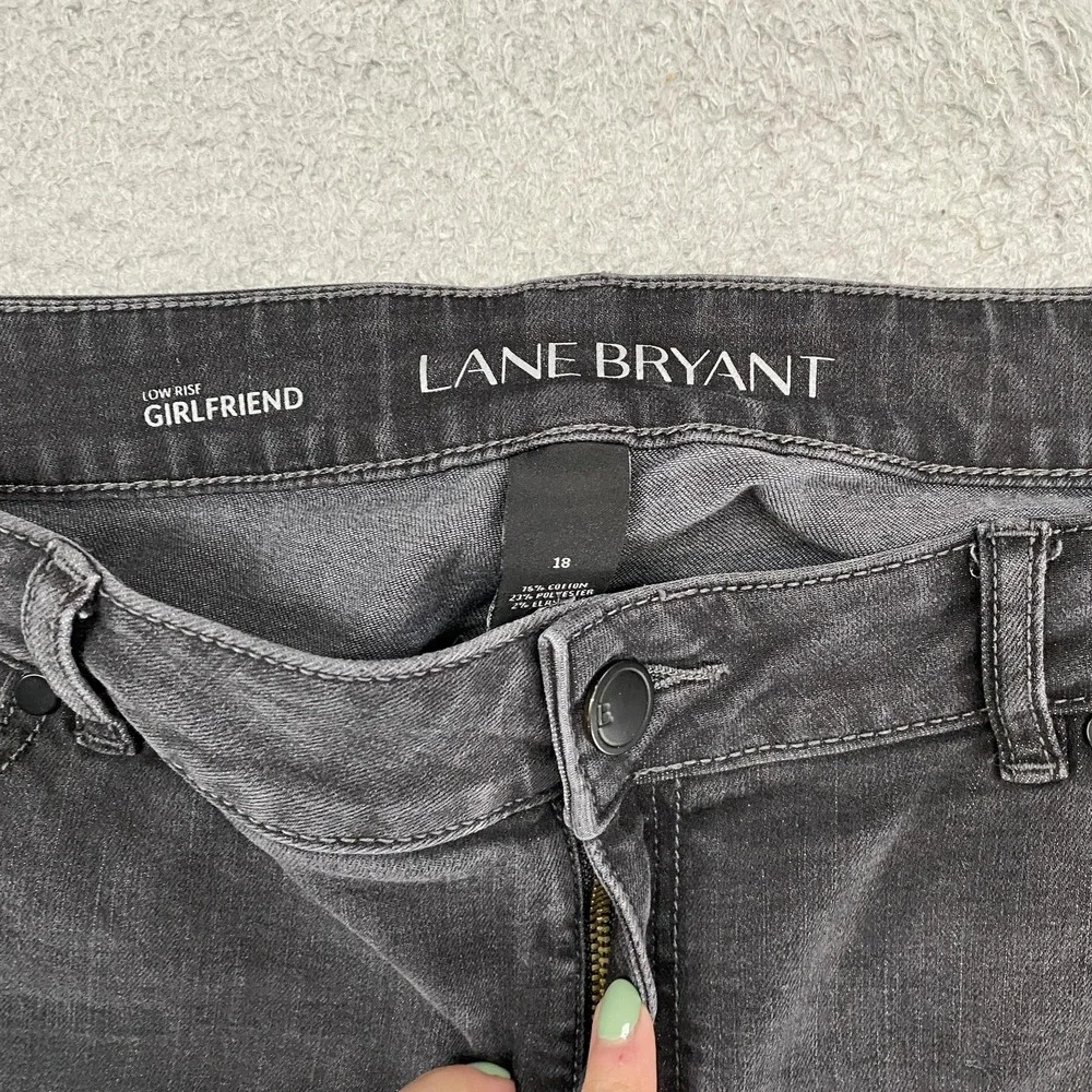 Lane Bryant Low Rise Girlfriend‎ Jeans Womens 18 Charcoal Distressed Sequin Crop